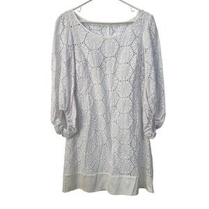 Etcetera Eyelet Dress Size 2 Embroidered 3/4 Sleeve White Bohemian Cottage Beach